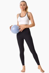 BLACK-High-Waisted Seamless Yoga Leggings 28”