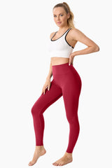 RED-High-Waisted Seamless Yoga Leggings 28"