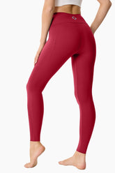 RED-High-Waisted Seamless Yoga Leggings 28"