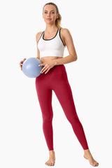RED-High-Waisted Seamless Yoga Leggings 28"