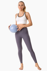 GREY-High-Waisted Seamless Yoga Leggings 28"
