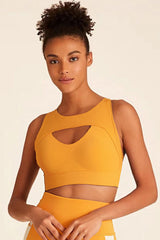 Active Yellow Hollow Sports Bras