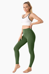 GREEN-High-Waisted Seamless Yoga Leggings 28”