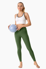 GREEN-High-Waisted Seamless Yoga Leggings 28”