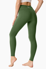 GREEN-High-Waisted Seamless Yoga Leggings 28”