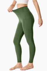 GREEN-High-Waisted Seamless Yoga Leggings 28”