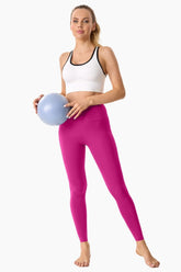 PINK-High-Waisted Seamless Yoga Leggings 28”