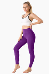 PURPLE-High-Waisted Seamless Yoga Leggings 28"