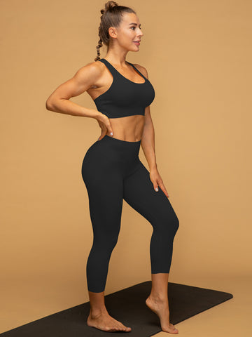 Air Vent Tank Top Low Waist Cropped Leggings Set