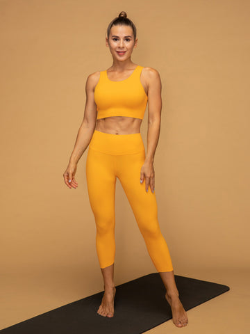 Low Waist Cropped Gym Leggings Tank Top Set