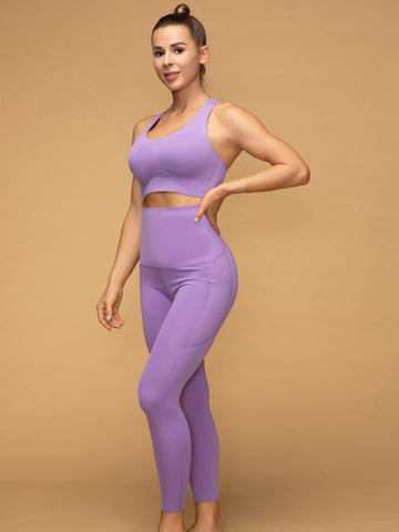 High Rise 7/8 Pocketed Leggings Air Vent Tank Workout Set