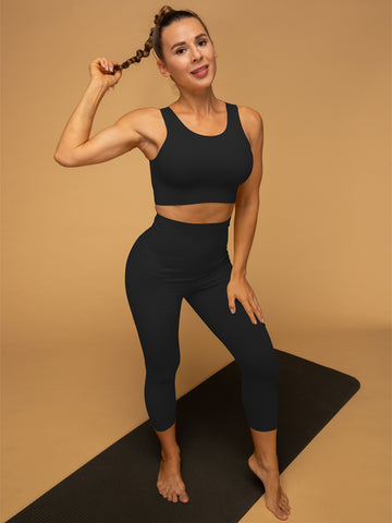 Air Vent Tank High Waist Cropped Leggings Yoga Set