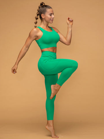 Casual Mid Rise 7/8 Leggings With Pockets Tank Set
