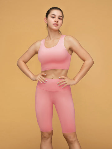 Low Waist Short Sports Leggings Cropped Tank Top Set