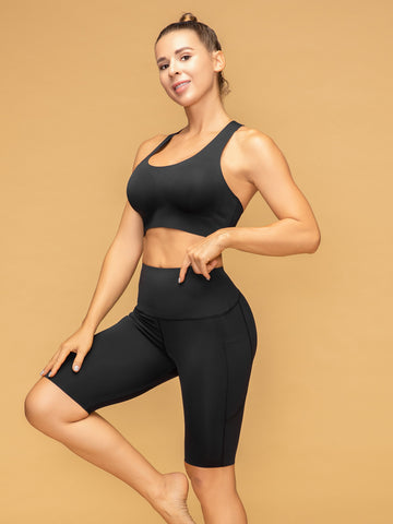 Mid Rise Pocketed Leggings Cropped Tank Set