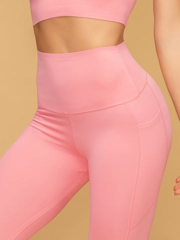 Casual Mid Rise 7/8 Leggings With Pockets Tank Set