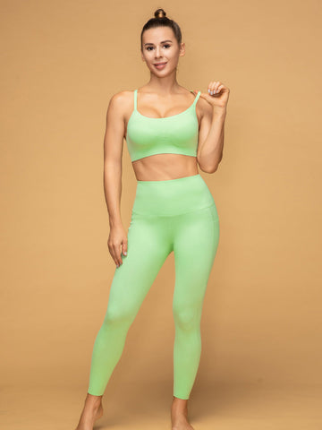 Mid Rise 7/8 Pocketed Leggings Thin Strap Top Set