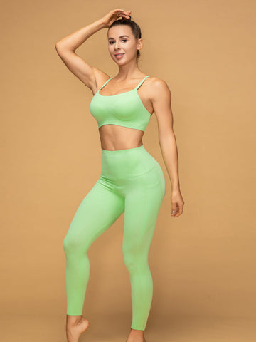 Mid Rise 7/8 Pocketed Leggings Thin Strap Top Set