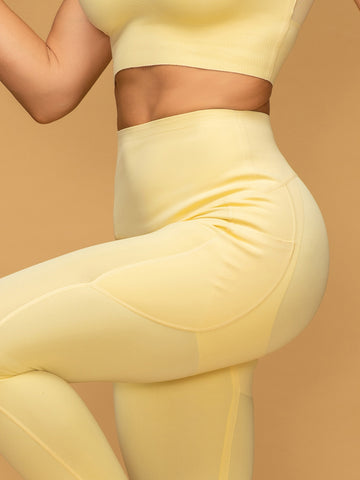 Soft Mid Rise Cropped Leggings With Pockets Tank Set