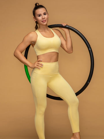 Mid Rise 7/8 Pocketed Leggings Air Vent Tank Yoga Set