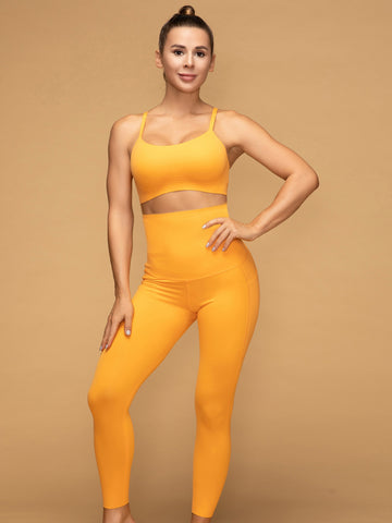 High Rise 7/8 Pocketed Leggings Thin Strap Top Sport Set