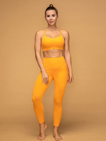 Mid Rise 7/8 Pocketed Leggings Thin Strap Top Set