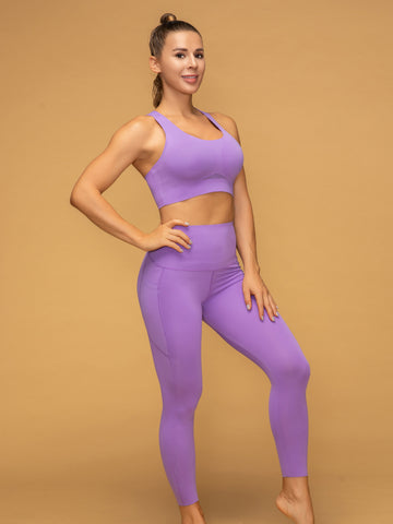 Mid Rise 7/8 Pocketed Leggings Air Vent Tank Yoga Set