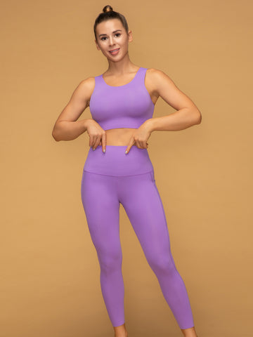 Casual Mid Rise 7/8 Leggings With Pockets Tank Set