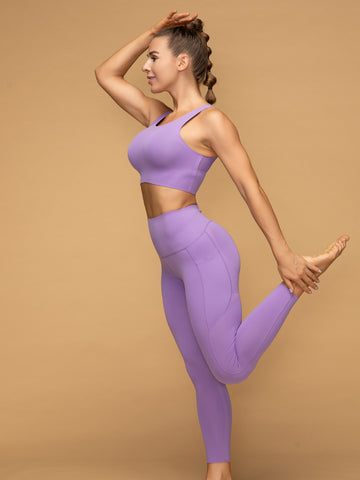 Casual Mid Rise 7/8 Leggings With Pockets Tank Set