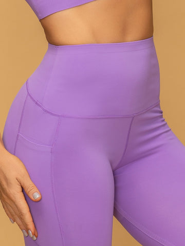 Casual Mid Rise 7/8 Leggings With Pockets Tank Set