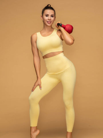 High Waist 7/8 Leggings Cropped Tank Top Running Set