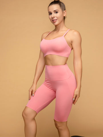 Thin Strap Bra & Mid Rise Short Leggings Running Set
