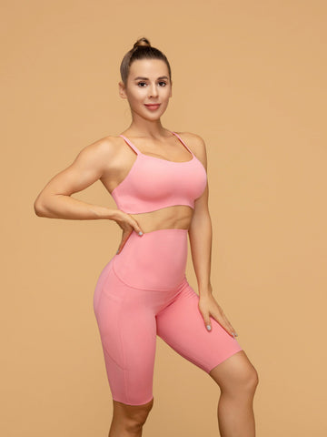 Thin Strap Bra & Short Leggings With Pockets Yoga Set