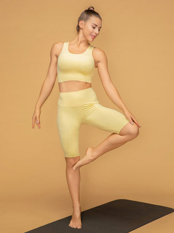 Low Waist Short Sports Leggings Cropped Tank Top Set