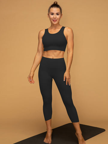 Low Waist Cropped Gym Leggings Tank Top Set