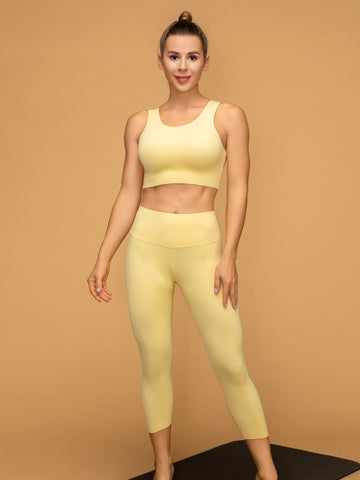Low Waist Cropped Gym Leggings Tank Top Set