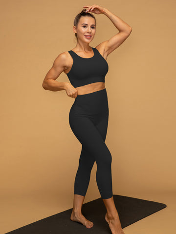 High Waist Cropped Tank Top Buttery Soft Set