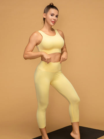 Low Waist Cropped Gym Leggings Tank Top Set