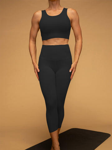 High Waist Cropped Tank Top Buttery Soft Set