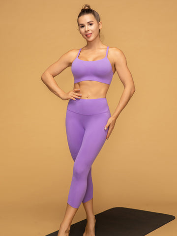 Low Waist Cropped Leggings Thin Strap Workout Set