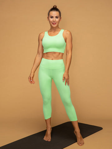 Low Waist Cropped Gym Leggings Tank Top Set