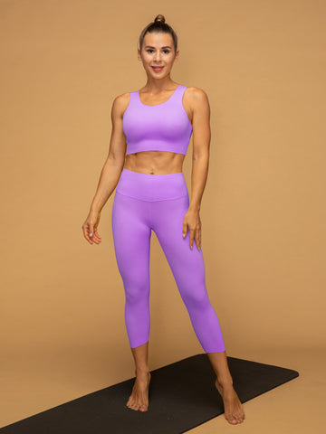 Low Waist Cropped Gym Leggings Tank Top Set