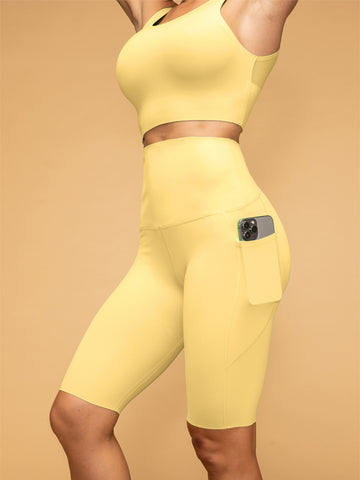 Mid Rise Pocketed Leggings Cropped Tank Set
