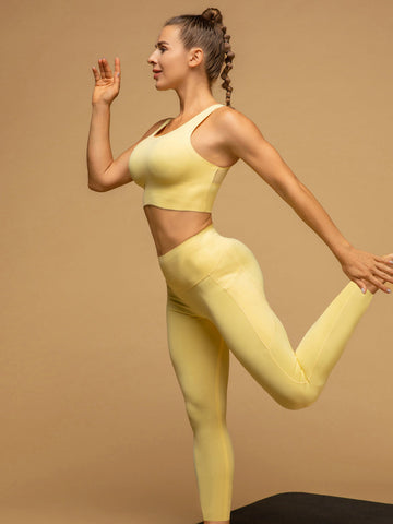 Low Rise 7/8 Leggings With Pockets Tank Gym Set