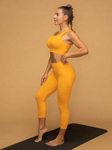 Low Waist Cropped Gym Leggings Tank Top Set