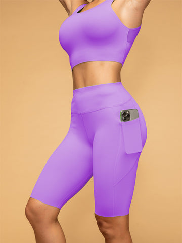 Low Rise Pocketed Leggings Cropped Tank Set