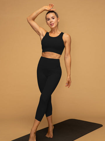 Mid Waist Butt Lifting Cropped Tank Top Set