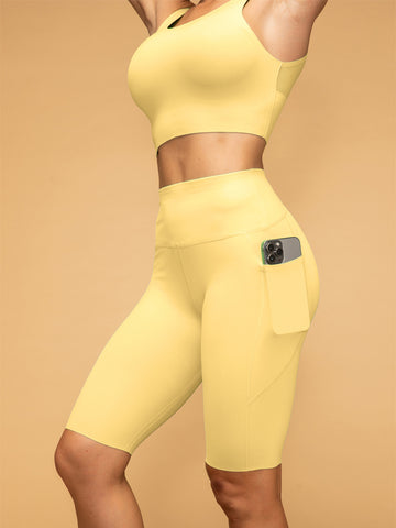 Low Rise Pocketed Leggings Cropped Tank Set
