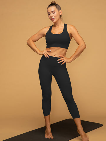 Air Vent Tank Top Low Waist Cropped Leggings Set