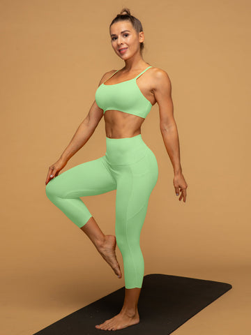 Thin Strap Sport Bra & Cropped Pocketed Leggings Set
